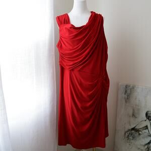 TADASHI SHOJI Red Draped Cocktail sheath dress size 3 XL
